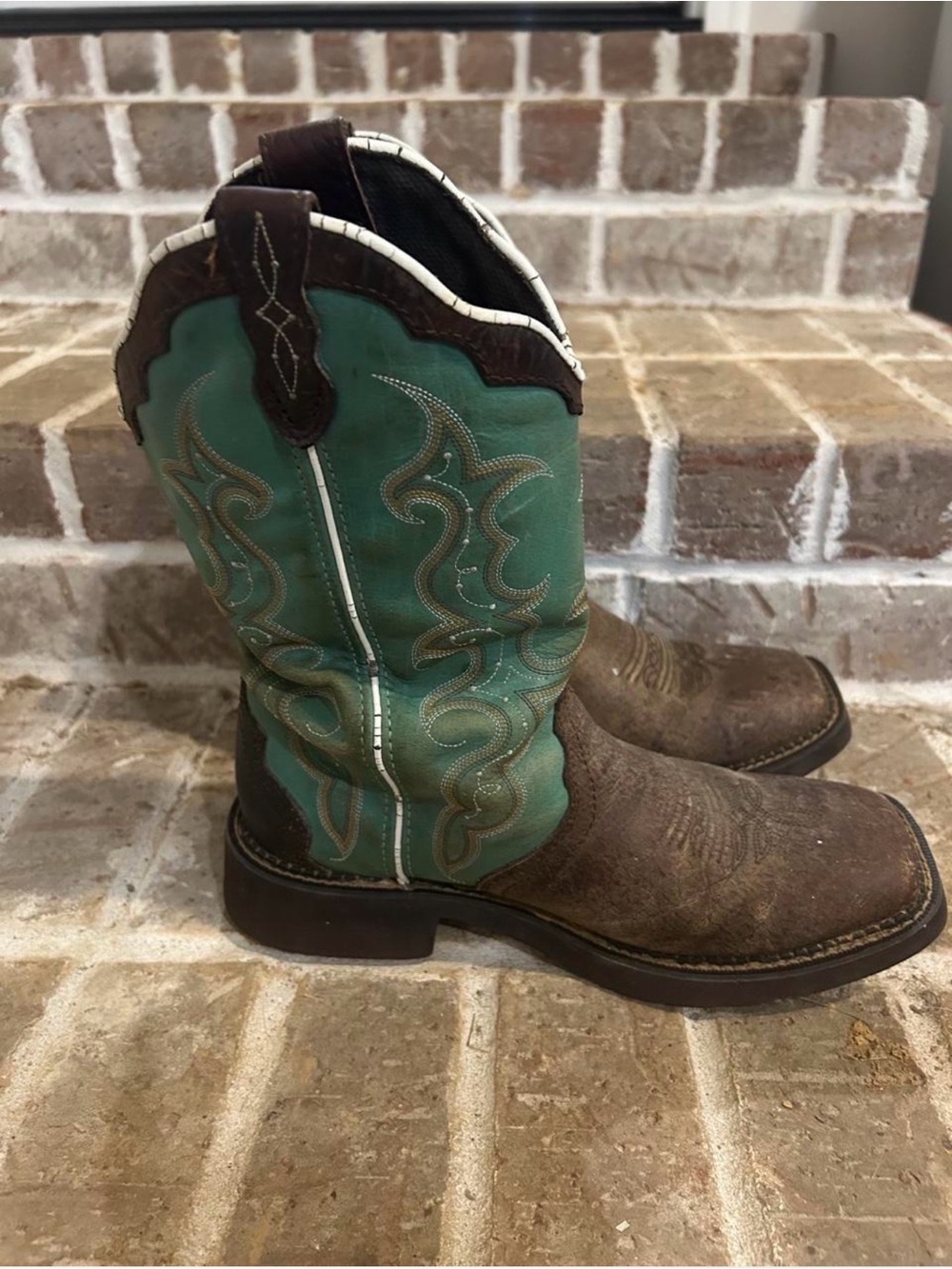Women's Cowboy Boots Justin Gypsy Leather Brown/Turquoise Western L2904 Sz 9.5B